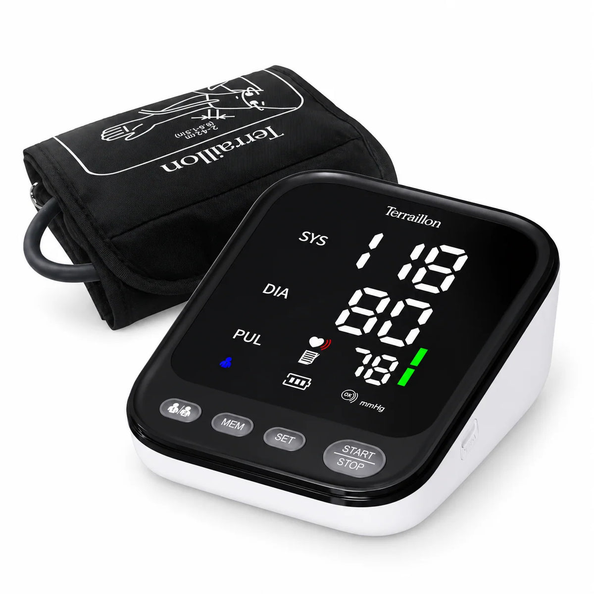 Blodtrycksmätare överarm Terraillon TB251 med digital display och manschett
