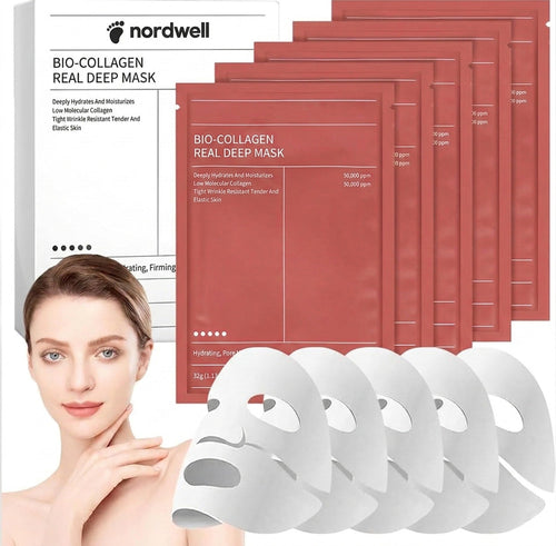 Kollagen ansiktsmask – återfuktande och uppstramande, 4-pack