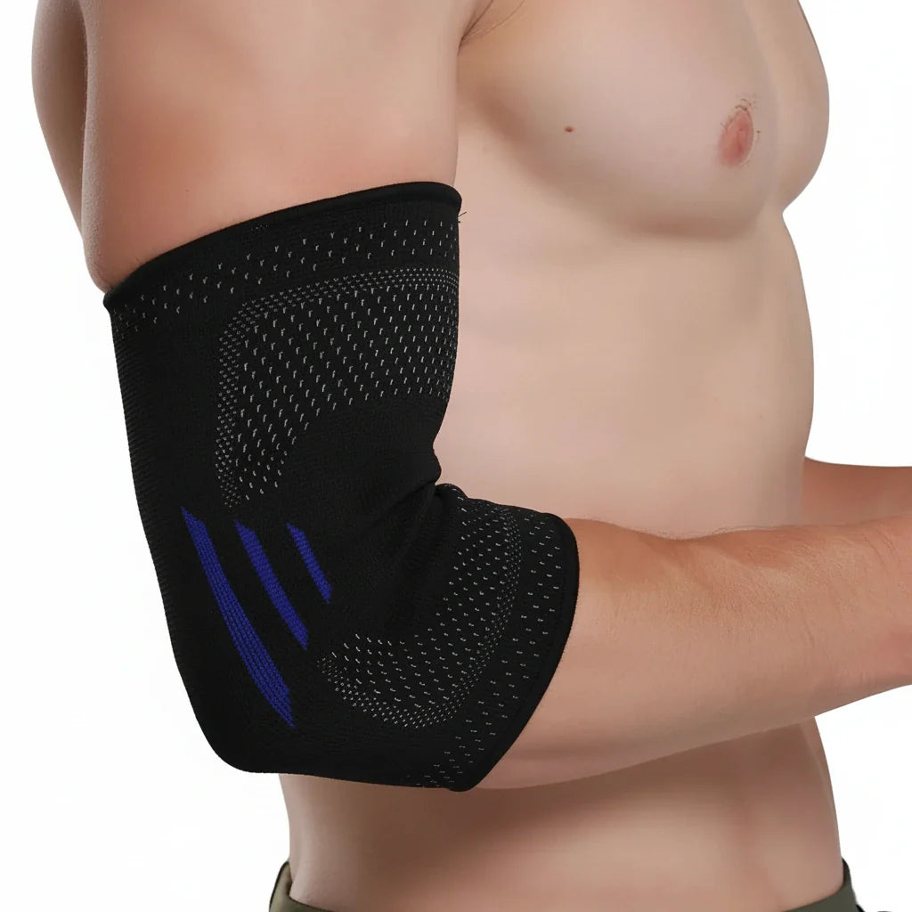 Elastiskt armbågsskydd med kompression för stöd vid aktivitet