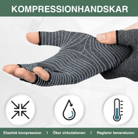 Kompressionshandskar mot artrit med öppna fingertoppar