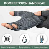 Kompressionshandskar med öppna fingertoppar mot stelhet