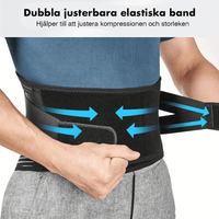 Justerbart ländryggsstöd med stabiliserande kompression