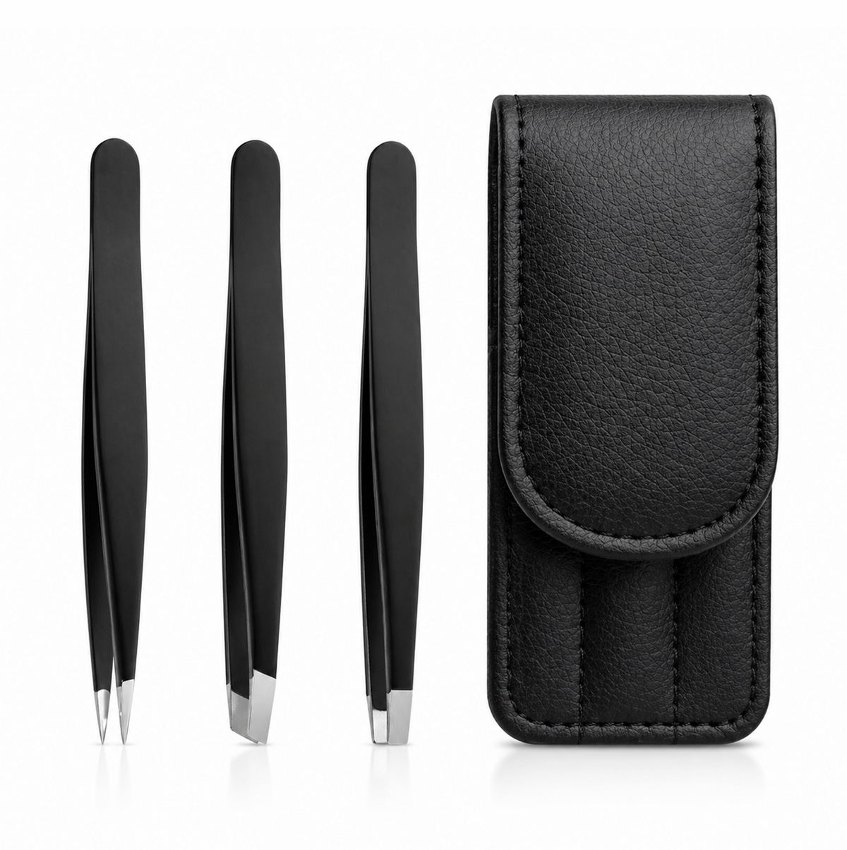 Pincettset i rostfritt stål – 3-pack med fodral