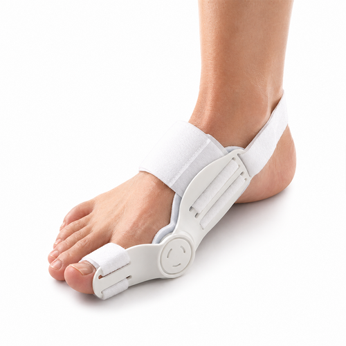 Stortåkorrigerare med roterbart stöd mot hallux valgus