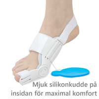 Stortåkorrigerare med roterbart stöd mot hallux valgus